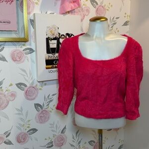 Free People Hot Pink Sweater Moonbeam Furry
